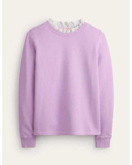 Boden Purple Broderie Trim Sweatshirt