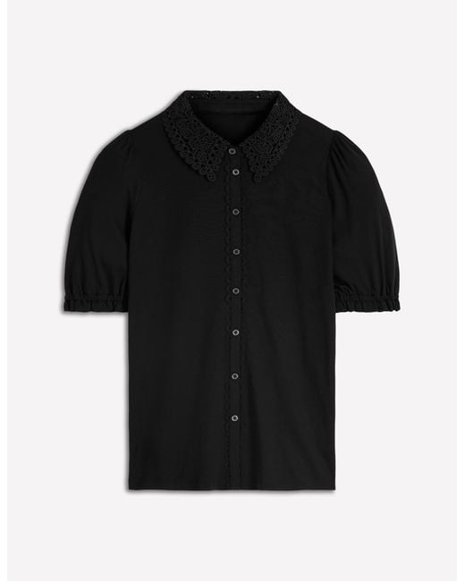 Boden Blue Nessa Broderie Collar Blouse