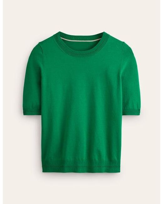 Boden Green Catriona Cotton Crew T-Shirt
