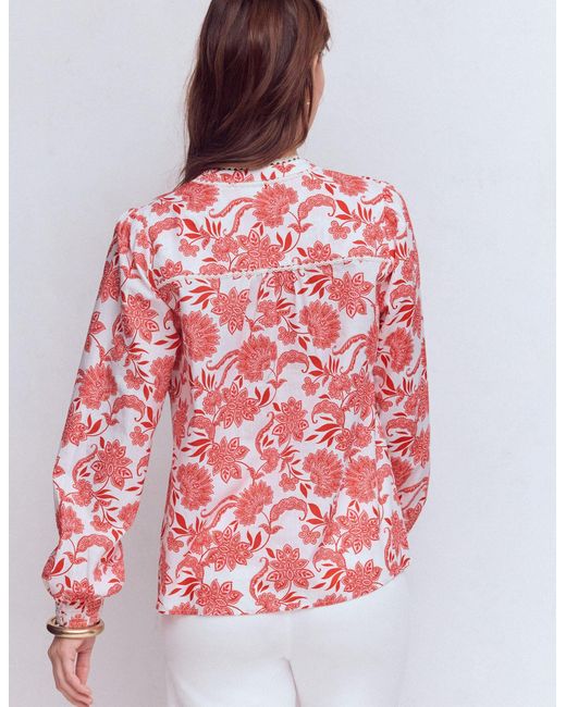 Boden Red Rhea Trim Insert Cotton Top