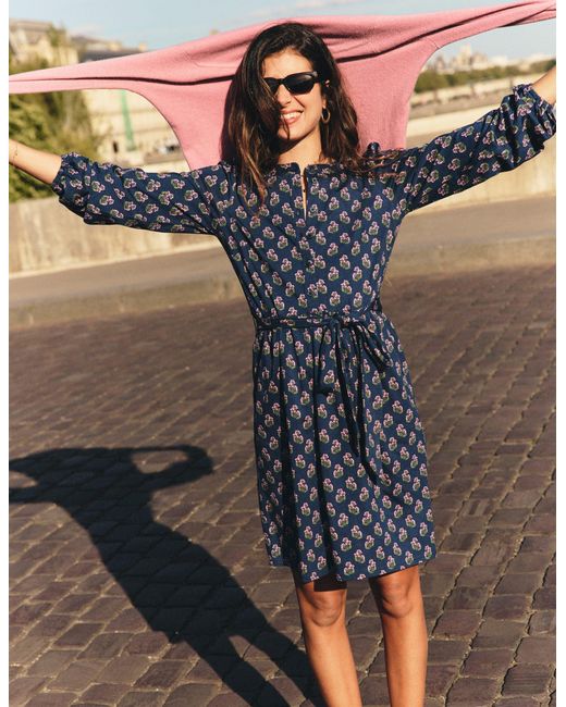 Boden Gray Adele Belted Jersey Dress