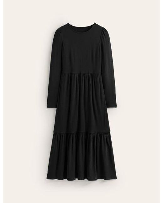 Boden Black Emma Long Sleeve Jersey Dress