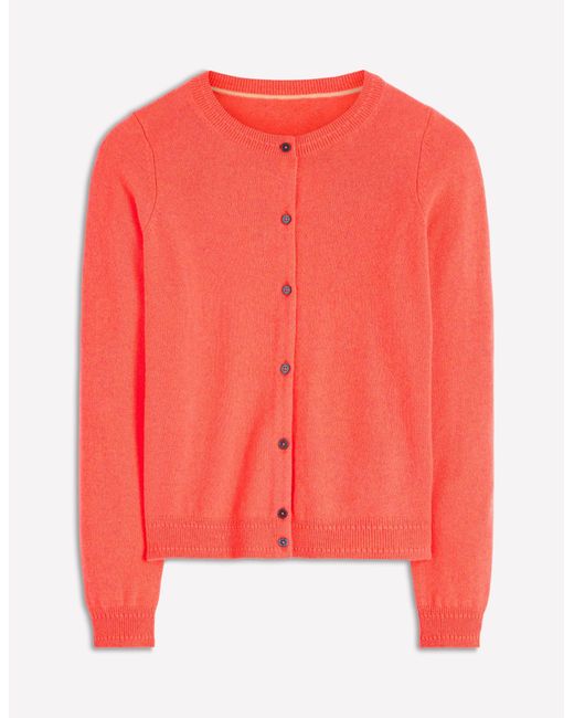 Boden Red Eva Cashmere Crew Cardigan