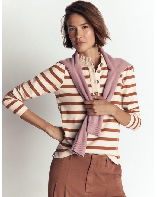 Boden Pink Ruffle Collar Mariner