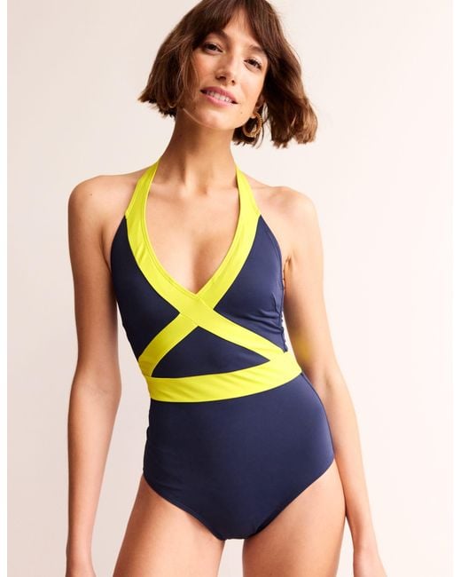 Boden Blue Kefalonia Halterneck Swimsuit