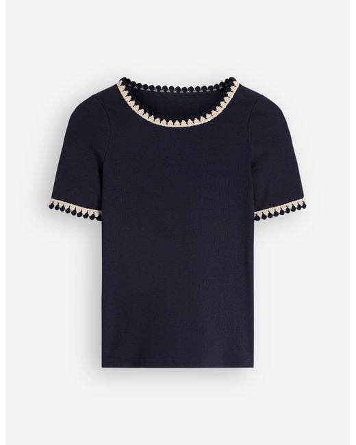 Boden Blue Maddie Trim Detail T-Shirt