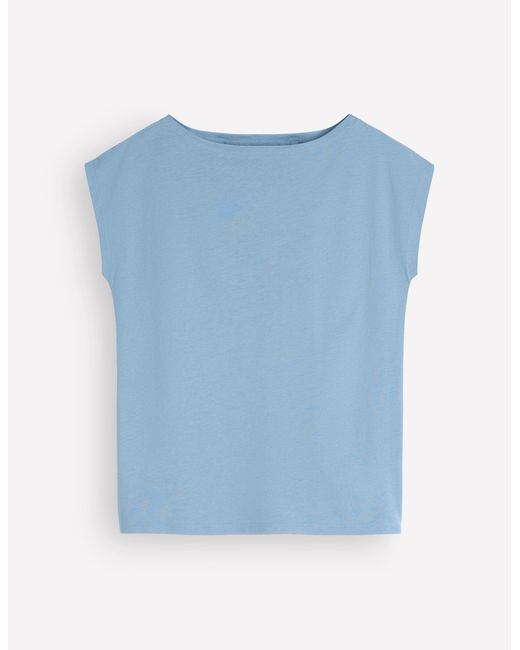Boden Blue Supersoft Slash Neck T-Shirt