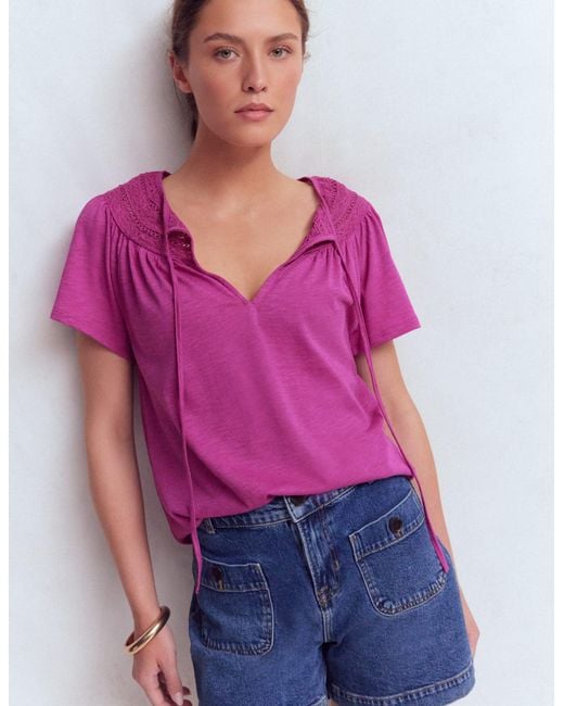 Boden Purple Edi Trim Detail T-Shirt