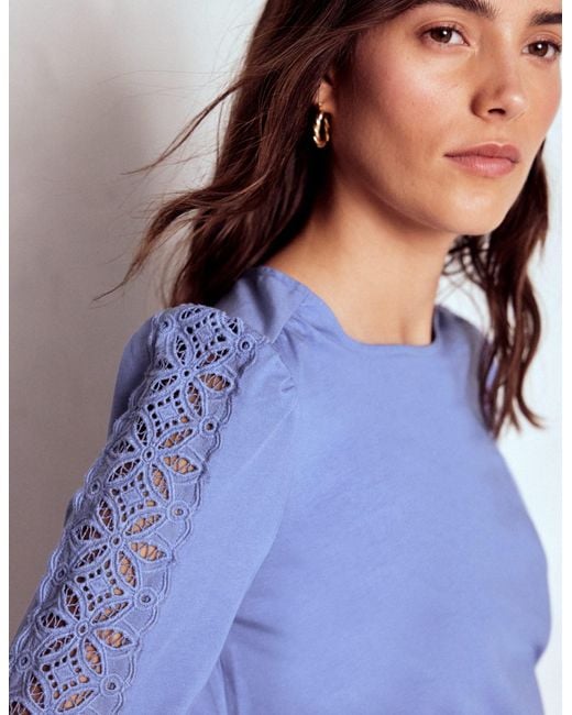 Boden Blue Scarlett Oberteil Mit Lochstickerei-Besatz
