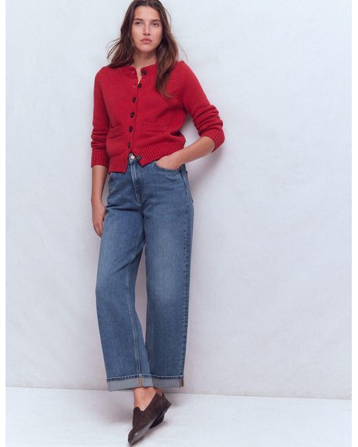 Boden Red Mid Rise Straight Leg Jeans