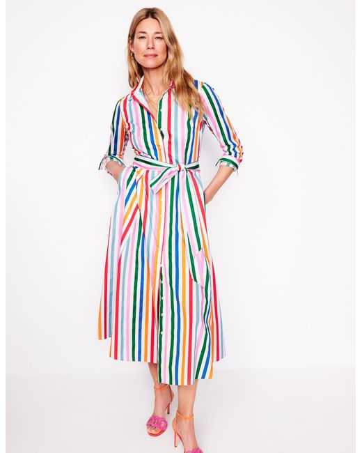 Boden White Amy Cotton Midi Shirt Dress