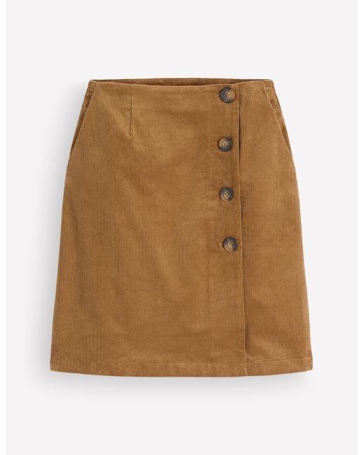 Boden Red Evelyn Button Cord Wrap Skirt