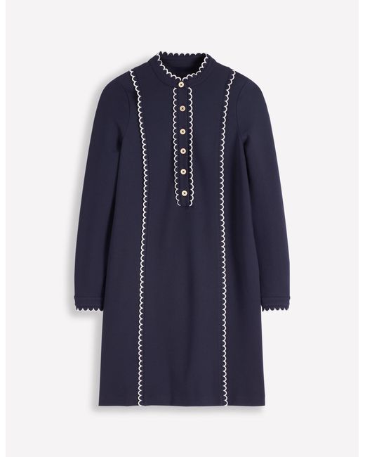 Boden Blue Scallop Detail Jersey Dress