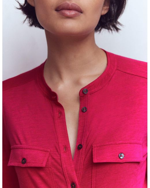 Boden Red Topstitched Pocket Shirt