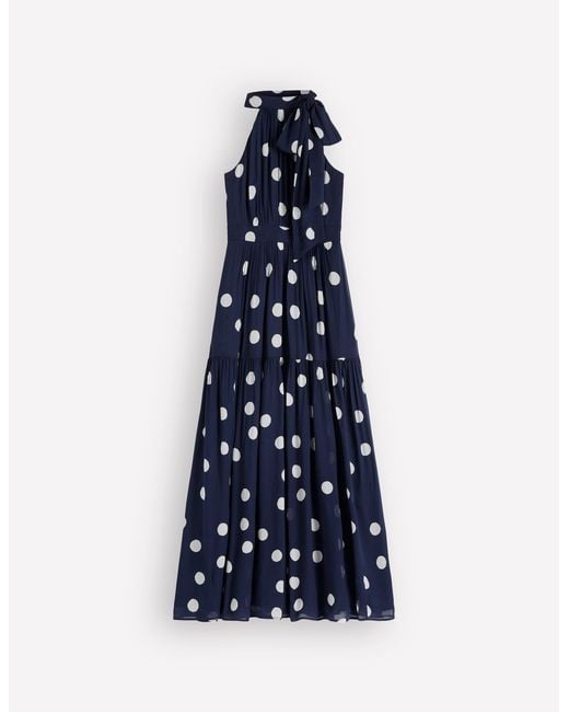 Boden Blue Roisin Tie Neck Maxi Dress
