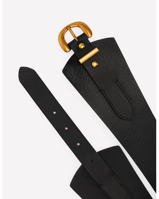 Boden Black Leather Wide Waist Belt