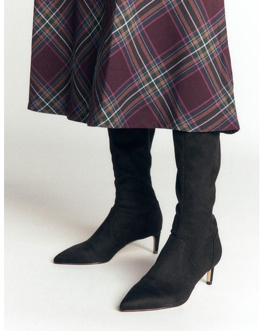 Boden Black Stretch Kitten Heel Boots