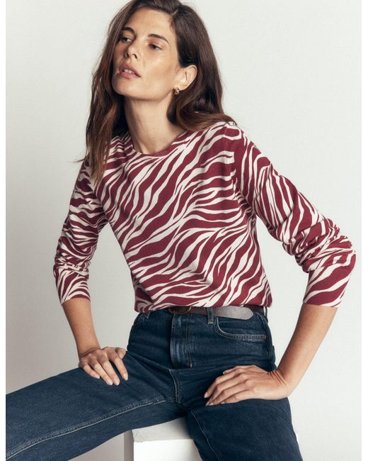 Boden Red Camilla Cotton Crew Sweater