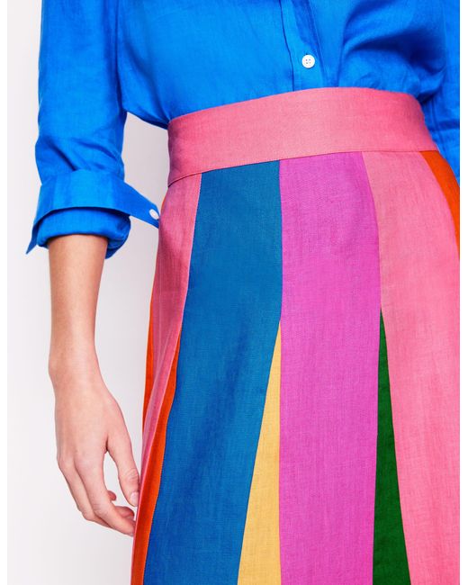 Boden Blue Linen Flippy Maxi Skirt