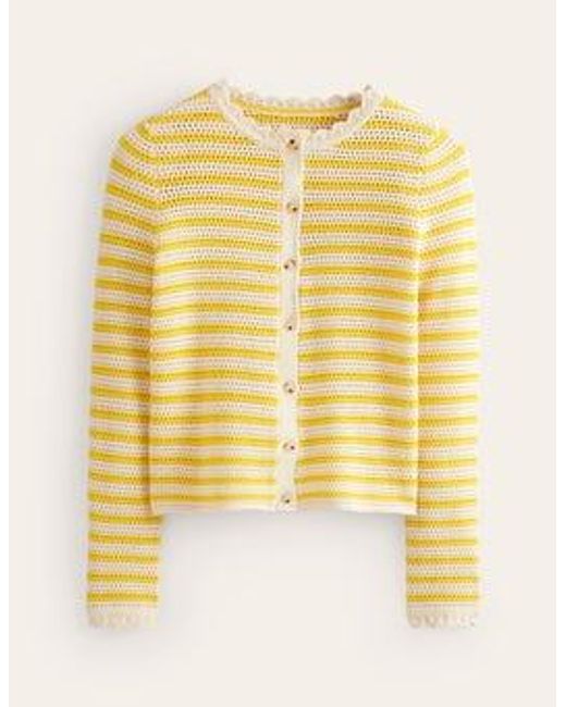 Boden Yellow Textured Scallop Cardigan