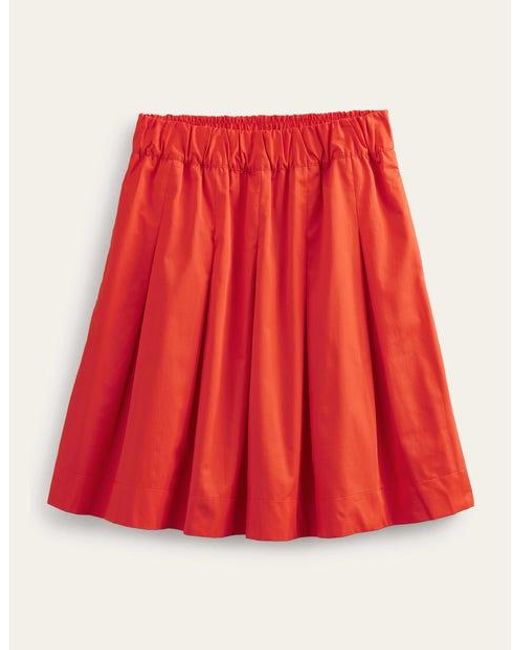 Boden Red Pleated Cotton Skirt