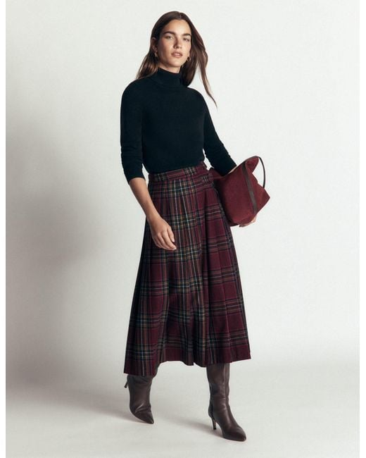 Boden White Pleated Midi Kilt