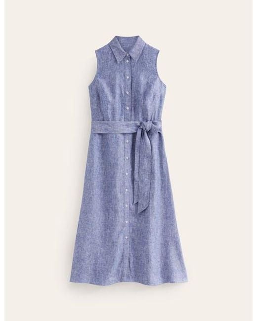 Boden Blue Kate Linen Midi Shirt Dress