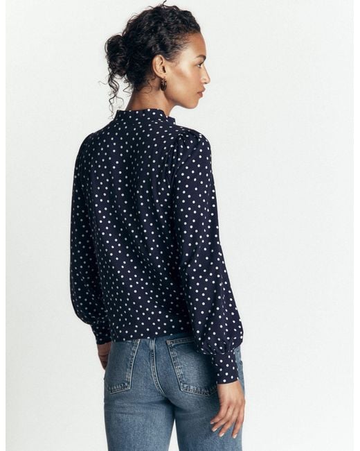 Boden Brown Isla Funnel Neck Button Blouse