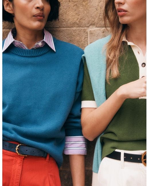Boden Blue Lucy Relaxed Cotton Jumper