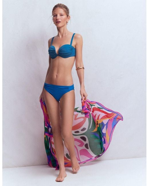 Boden White Pleated Cup Bikini Top