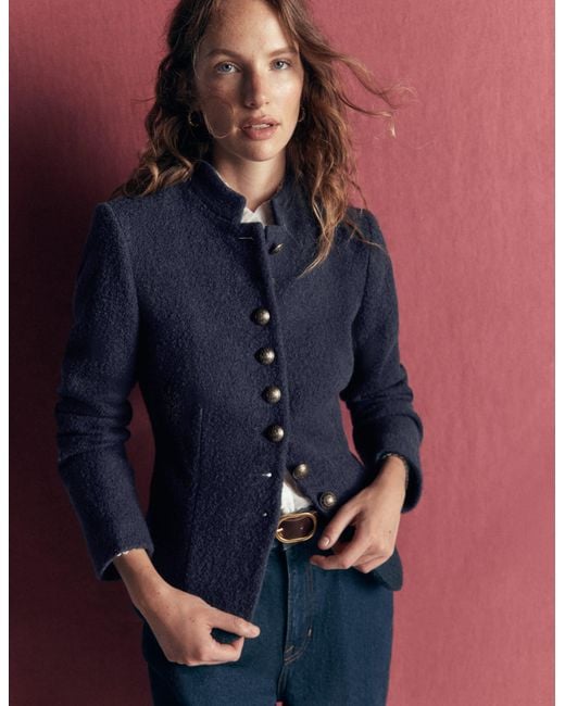 Boden Blue Hereford Boiled Wool Jacket