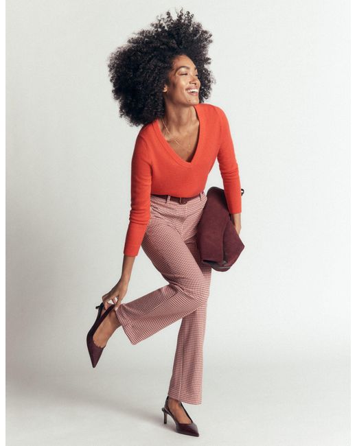 Boden Red Elsie Cashmere V Neck Jumper