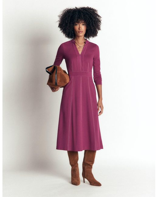 Boden Purple Alex Ponte Contrast Midi Dress
