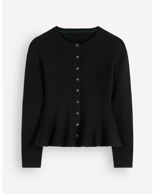 Boden Blue Fitted Wool Peplum Cardigan