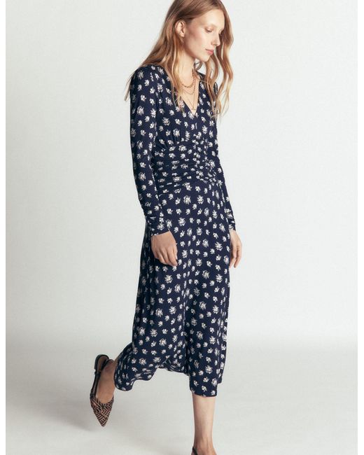 Boden Blue Mya Ruched Jersey Midi Dress