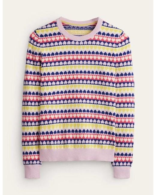 Boden Red Isabel Heart Fair Isle Jumper Multi