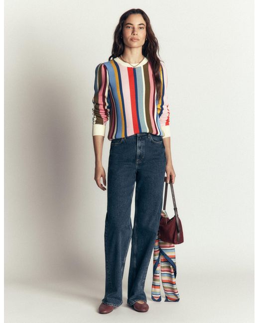 Boden Blue Textured Stitch Jumper