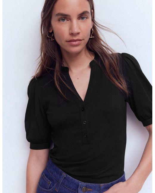 Boden Blue Supersoft Short Sleeve Henley Top