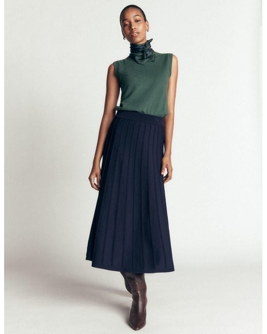 Boden Blue Ottoman Knitted Midi Skirt