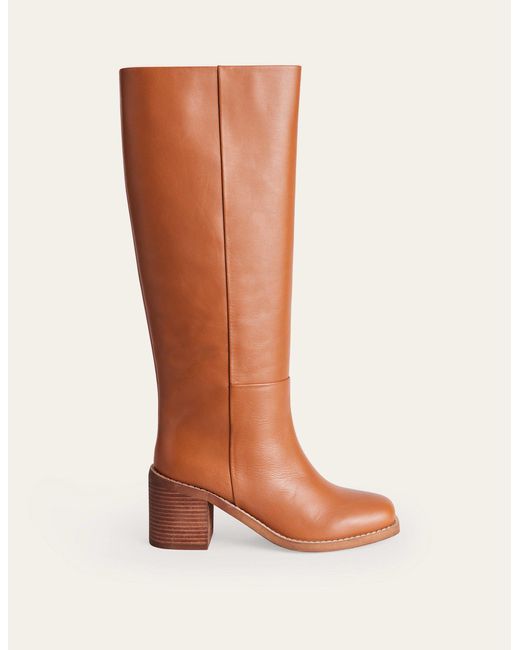 Boden Brown Straight Leather Knee Boots