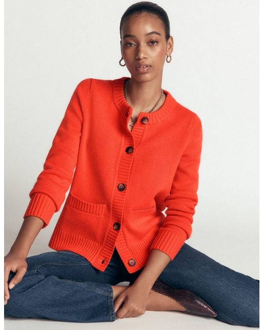 Boden Red Marta Merino Wool Cardigan