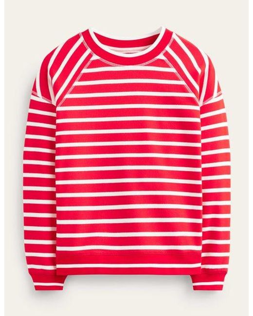 Boden Raglan Hotch Sweatshirt Red, Ivory