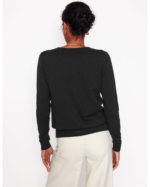 Boden Black Emilia Cotton Crew Cardigan