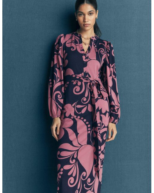 Boden Blue Eli Belted Jersey Midi Dress