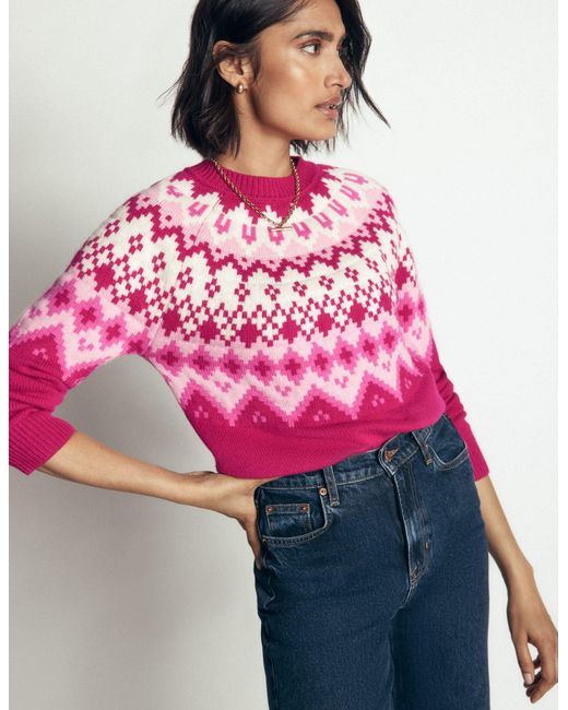 Boden Red Mae Fair Isle Knitted Sweater