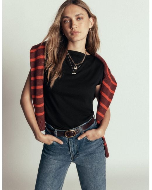Boden Black Supersoft Slash Neck T-Shirt