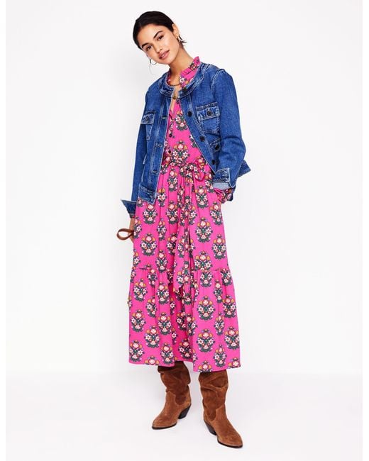 Boden Pink Willow Tiered Jersey Dress