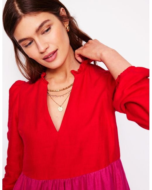 Boden Esme Linen Mini Dress in Red | Lyst UK