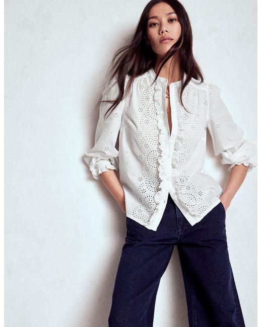 Boden White Alice Broderie Top