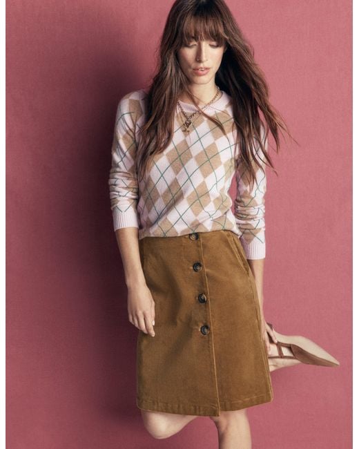 Boden Red Evelyn Button Cord Wrap Skirt
